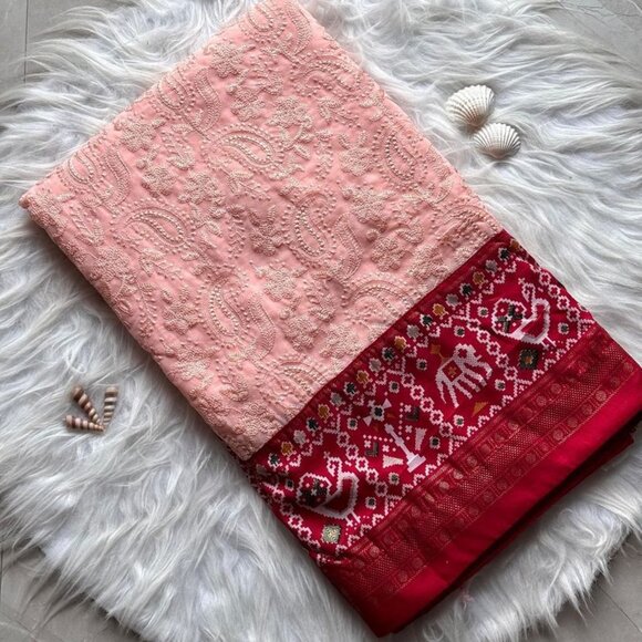 chikankari lucknow embroidered-saree - Picture 11 of 16